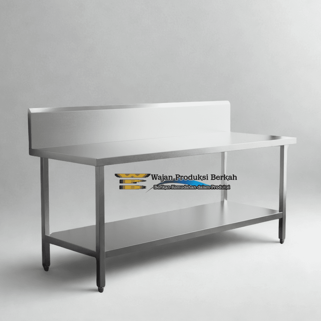 Stainless Table Working Under Self With Backplash - gambar 1